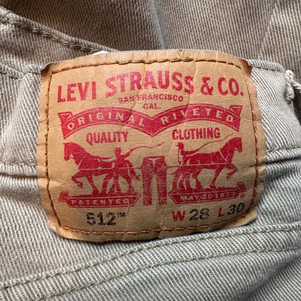 Levi's 512 Pants Mens 28x30 (28x27) Slim Taper Tan Khaki Stretch Everyday Casual